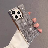 Coque de téléphone anti-choc à bords carrés électroplaqués avec motif éclaboussures d'encre pour iPhone 17 Pro Max 16 15 14 Plus 13 12 Pro