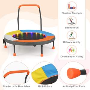 Mini trampoline pliable de fitness avec lumières LED colorées, trampoline extérieur et petit trampoline à sangles pour enfants et adultes - Product Image 3