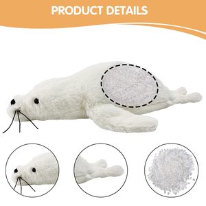 Peluche Antistress Ricamato Grigio a Forma di Foca, Super Morbido, Imbottito in Cotone PP, Tessuto in Poliestere, Regalo di Compleanno - Vendita Calda - Product Image 4