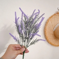 Bunga Lavender Buatan 5 Tangkai 25 Bunga, Grosir Kustom, untuk Dekorasi Pernikahan, Meja, dan Rumah