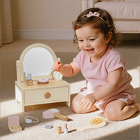 Miroir de jouets de jeu en bois pouvant être retourné coiffeuse pour enfants