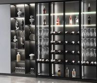 Cellier moderne de luxe en verre en acier inoxydable rouge vitrine de rangement pour bar vitrine pour whisky et vin vitrine pour bar