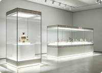 Vitrine de musée haute sécurité pour objets d'art précieux, vitrine de présentation en verre sur mesure pour expositions