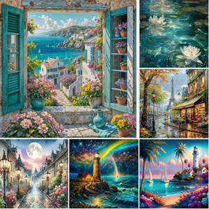 SONGWOOART Diy Diamond <strong>Painting</strong> Seaside Pier Cabin <strong>Lighthouse</strong> Mosaic <strong>Painting</strong> for Home Decoration Wall Decor - Product Image 2