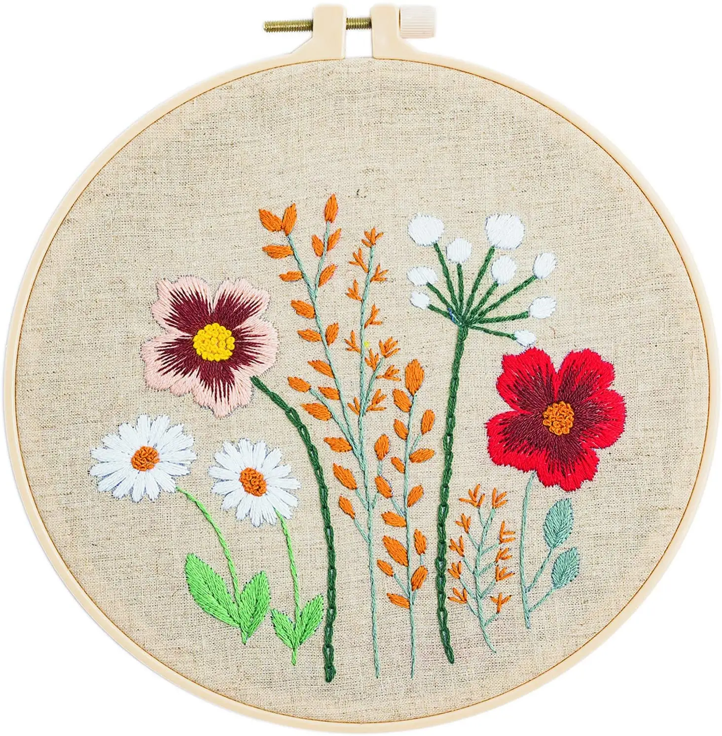 DIY Flowers Embroidery Set for Beginner Needlework Kits Cross Stitch Series Arts Crafts Sewing Decor