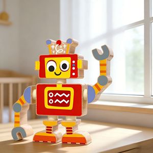 Bloques de construcción de robots de madera para niños, juguete educativo de aprendizaje temprano para armar, de 4 a 14 años - Product Image 3