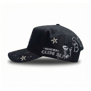 Casquettes de baseball de luxe brodées en 3D, structurées à 5 panneaux, avec logo brodé et motif trou, <span class=keywords><strong>Sad</strong></span> Boyz 31, pour l'extérieur, vente en gros - Product Image 6