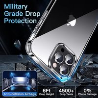 Coque en verre trempé transparent 9H anti-jaunissement et antichoc pour iPhone 16 Pro Max, compatible avec iPhone 13, 14, 15 Pro