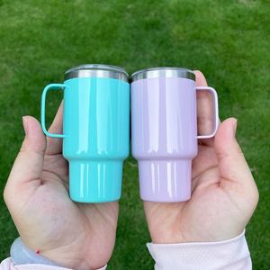 Mini verres à shot en acier inoxydable de 3 oz, coloris macaron, avec poignée et pailles, pour mariages et fêtes - Product Image 1