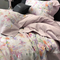 Ensemble de literie en coton 100% imprimé numériquement de luxe, literie en satin à longues fibres de qualité supérieure pour chambre d'hôtel