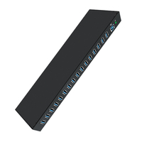 Hub USB 3.0 16-Port dengan Casing Transmisi 5Gbps USB-A Kecepatan Tinggi untuk Desktop/Laptop - Transfer Data & Catu Daya
