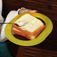 Assiette plate coréenne à petits carreaux style Dopamine, bol à pâtes, plat de service en verre résistant au micro-ondes, mini plat à trempette, assiette de dîner pour usage domestique