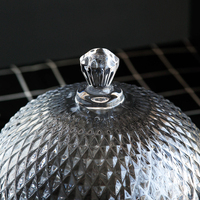 Cloche à pâtisserie en verre transparent avec plateau de service, motif ananas diamanté, réutilisable, écologique, couvercle alimentaire sûr pour la présentation des aliments