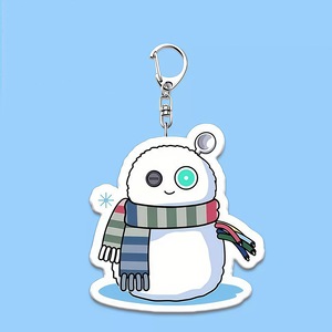 Porte-clés en acrylique mignon motif bonhomme de neige de dessin animé, idéal pour les fans, comme ornement de sac ou cadeau de merchandising pour étudiants, disponible en gros. - Product Image 2