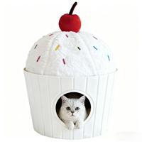 Casa para Gatos con Diseños de Pasteles Adorables, Moderna Cama para Gatos de Fieltro y Plástico, Cama para Mascotas 2 en 1, Materiales Ecológicos