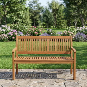 Banc d'extérieur traditionnel en bois avec dossier en échelle et pieds effilés, construction solide et durable pour jardin et terrasse - Product Image 3