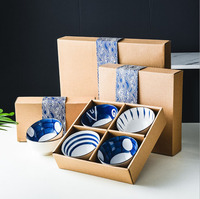 Offre Spéciale ensemble de bols en porcelaine bleu et blanc japonais Technique personnalisée Caractéristique durable Cadeau de vaisselle parfait
