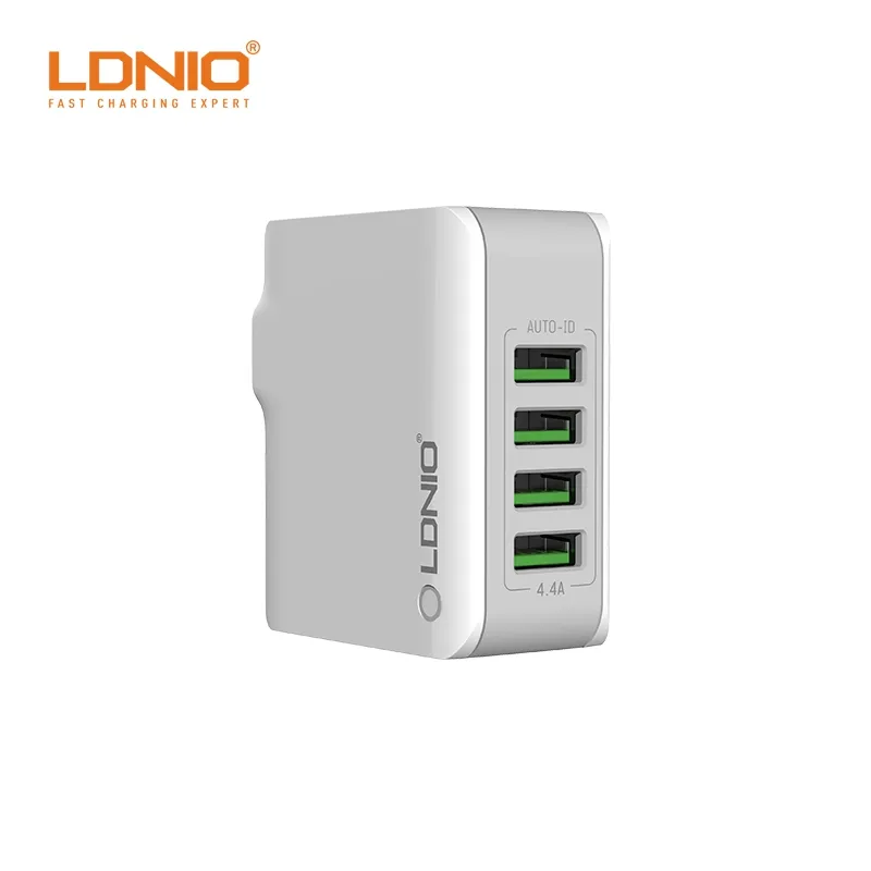 LDNIO Bộ Chuyển Đổi Du Lịch A4403 Bộ Sạc Điện Thoại Thông Dụng 4 Cổng USB Phích Cắm Chuẩn Mỹ Anh EU Cho Điện Thoại Thông Minh Bộ Sạc Gắn Tường Gia Đình