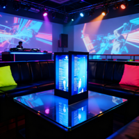 Menu de boissons de luxe en similicuir A4 à 4 faces avec éclairage LED et verseur intégré pour bars, hôtels et boîtes de nuit