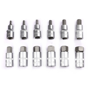 Dongzhe 12Pc 1/2 Inch Metric <b>Socket</b> Set Steel Knurled Sleeve Head Auto Repair Tool Kit - Product Image 4