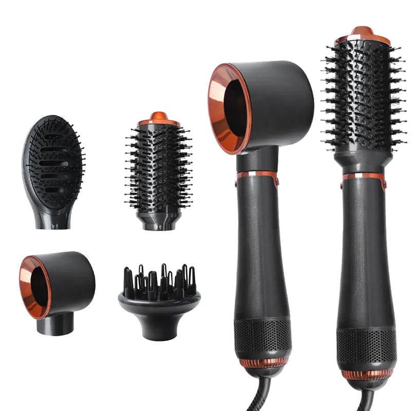 Ein Schritt 4 in 1 Heißluft kamm Haar glättung Curling Brush Trockner Styling Austauschbare Heißluft Blow Dry Brush