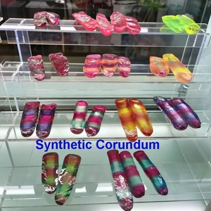 Màu sắc tốt màu xanh lá cây Sapphire tổng hợp màu xanh lá cây <span class=keywords><strong>Corundum</strong></span> đá quý đá thô - Product Image 6