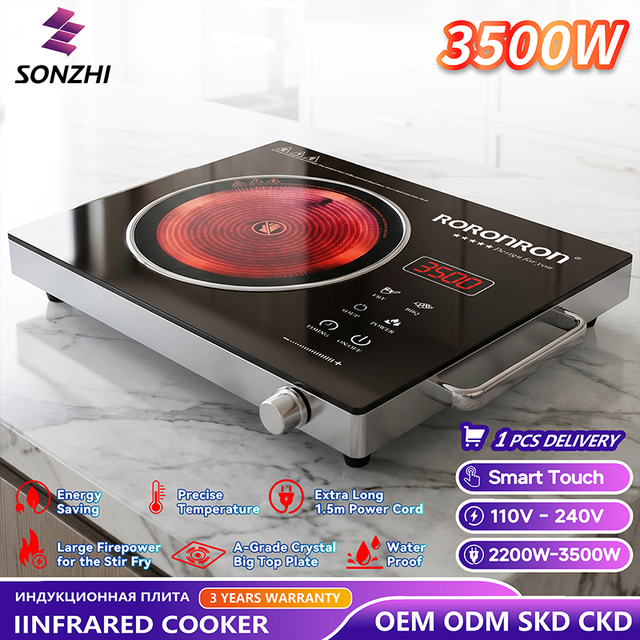 Energy Efficient Electric Ceramic Stainless Steel Induction Cooker Infrared Convection Heating Sensor Touch Control Portable