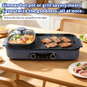 PTFE Non-stick 2-in-1 Multi-functional <b>Electric</b> <b>BBQ</b> Grill Pan Shabu Hot Pot 2026 Trending Frying Smokeless Household Hotel Use - Product Image 4