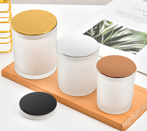 Black White Amber Candle Vessel 8oz 10oz 14oz Frosted Glass Candle Jar With Bamboo Lid For Candle Making