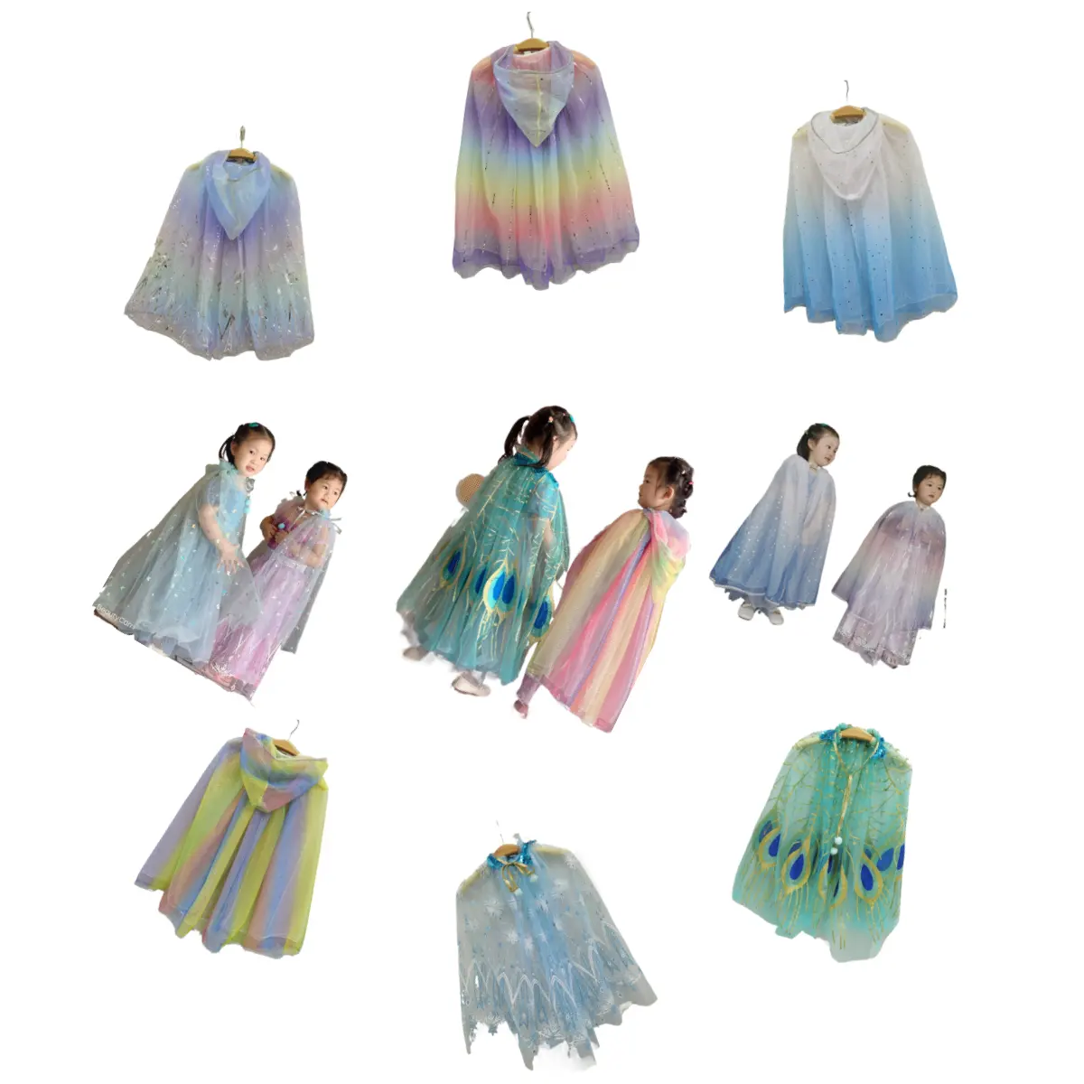 Yiwu Yiyuan-ropa suave para niños, disfraces de fiesta, capa de boutique para niñas, capa de princesa colorida de tul brillante