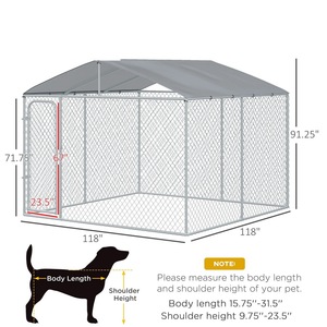 Toptan ağır zincir bağlantı köpek kulübesi Modern tarzı kaynaklı tel örgü köpek büyük köpekler açık kullanım için çalıştırmak - Product Image 2