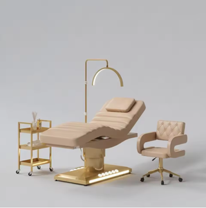 Lit de massage électrique à 4 moteurs noir et rose de luxe pour salon de beauté, réglable pour le visage, les extensions de cils - Product Image 5