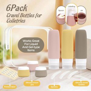 Bouteilles de voyage en silicone personnalisables avec logo, vente en gros, lot de flacons de recharge anti-fuite pour lotions - Product Image 2