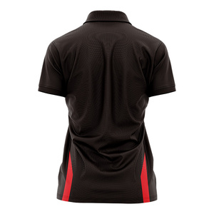 Kaos Polo Wanita OEM Lengan Pendek, Garis Merah, Seragam Polo Rajutan Khusus Bahan Berkualitas Tinggi. - Product Image 2