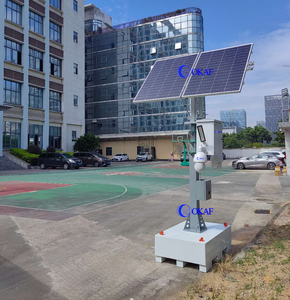 CCTV Camera Tower Solar Powered Construction Surveillance Trailer With 2 Speaker LED Light and Telescoping Mast OKTRAILER-PRO2 O - Product Image 6