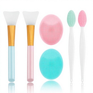 Brosses exfoliantes en silicone pour le visage et les lèvres, 6 pièces, pour le nettoyage, les masques faciaux et l'élimination des points noirs, outils de soin de la peau pour le mascara - Product Image 1