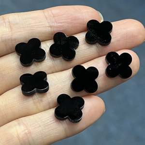 Trébol de cuatro hojas de ónix negro de 13*13*2mm para joyería DIY - Product Image 2