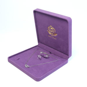Новый дизайн Ювелирное кольцо Кулон Подарочная коробка фиолетовый бархат шкатулка для ювелирных изделий Пользовательский логотип коробка для упаковки ювелирных изделий - Product Image 4