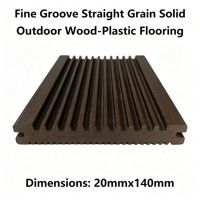 Solid Composite Decking Straight Grain Fine Groove Eco-Friendly Anti-Slip Wood Plastic Flooring 140mmx20mm Garden Waterproof