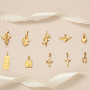 Novo Design Hip Hop Aço Inoxidável Jóias Charme 18K Gold Plating Jesus Cruz Coração Asa Pingente - Product Image 2