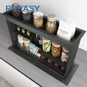 ROEASY Modern <strong>Kitchen</strong> Countertop Hidden Drop-Down Spice Rack Motorized Lift System Acrylic for Condiment Spice <strong>Storage</strong> <strong>Kitchen</strong> - Product Image 6