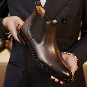 Botas Chelsea de Cuero Marrón para Hombre, Botas de Vestir Formales con Punta en Pico, Zapatos de Vestir para Boda u Oficina - Product Image 5