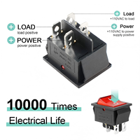 Interrupteur à bascule pour bateau KCD4 DC 12V-24V 250V 16A DPST 4 broches 2 positions ON/OFF avec voyant LED rouge CE IP65