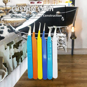 Pinces à cils personnalisées avec revêtement en poudre et logo sur mesure, en acier inoxydable durable, à pointe fine - Product Image 2