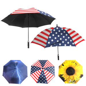 Parapluie de golf haute visibilité avec bord réfléchissant pour la sécurité, idéal pour la marche nocturne, imperméable et coupe-vent - Product Image 1