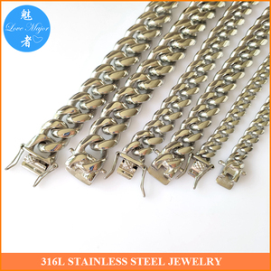 Hip Hop Hot Heavy Shine Pulido Tense Cadena cubana Collar <span class=keywords><strong>de</strong></span> acero inoxidable Joyería <span class=keywords><strong>de</strong></span> moda para hombre - Product Image 5