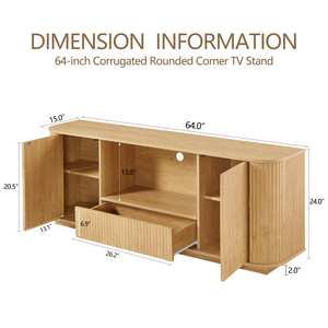 Mueble de TV Moderno Ondulado de 64 Pulgadas con Gabinete de Almacenamiento de Madera, Puertas con Apertura por Presión, Mueble Duradero y Ecológico para Sala de Estar - Product Image 6