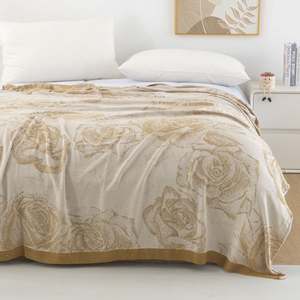 Jeté de lit à motifs floraux à bordures larges, ultra-doux, doux pour la peau, pour enfants et adultes, utilisation toute saison - Product Image 2