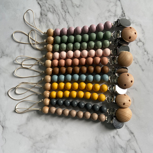 Baby Teething Bead Toy Wooden Silicone <strong>Dummy</strong> Pacifier Clip <strong>Chain</strong> for Sublimation - Product Image 5