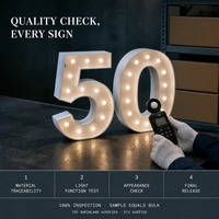 Enseigne lumineuse LED autoportante numéro 50 pour les entreprises de location d'événements, toile de fond de fête, construction métallique stable